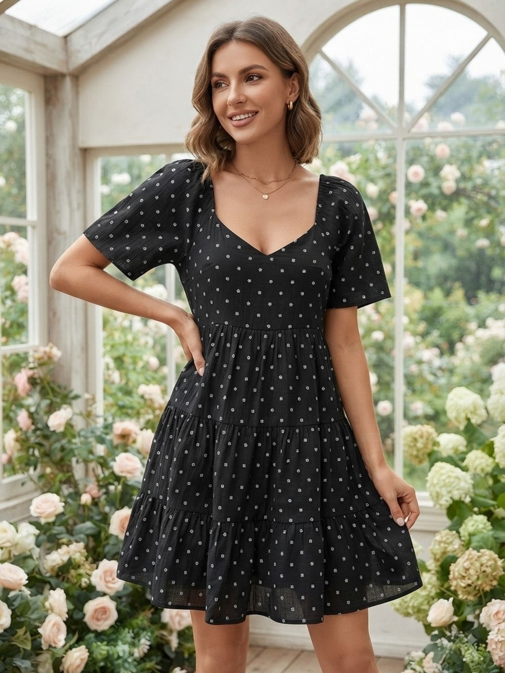 Mini Dress with Sweetheart Neckline